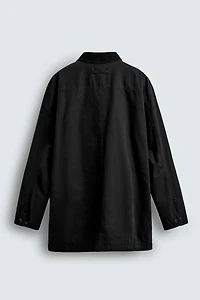 DENIM TRENCH COAT WITH CONTRASTING COLLAR