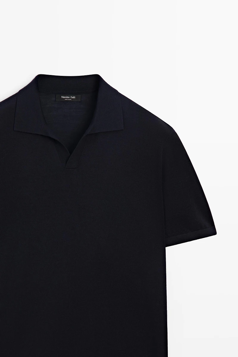 Polo en maille de laine mélangée à manches courtes