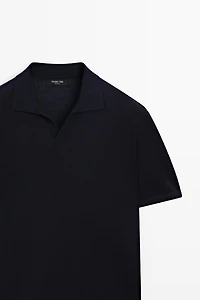Polo en maille de laine mélangée à manches courtes