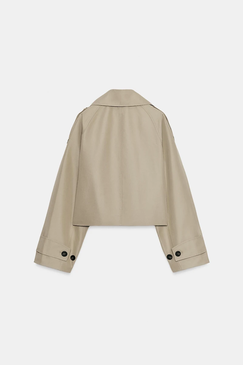 SHORT DOUBLE-BREASTED TRENCH JACKET