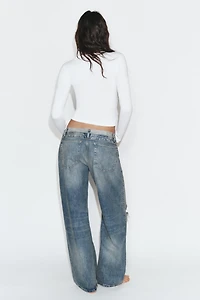 TRF MID-RISE FOLDED WAIST JEANS