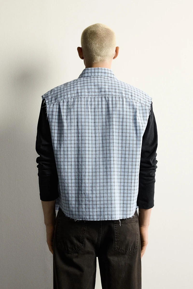CHEMISE TANK COURTE À CARREAUX