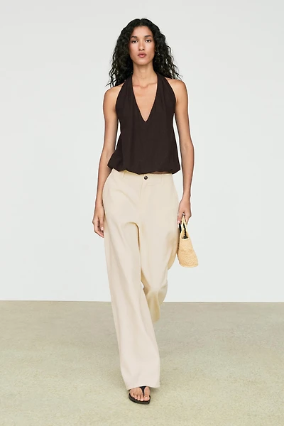Linen blend relaxed fit pants