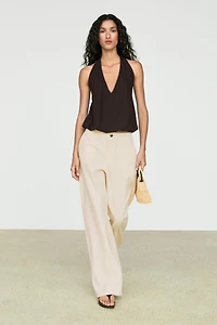Linen blend relaxed fit pants