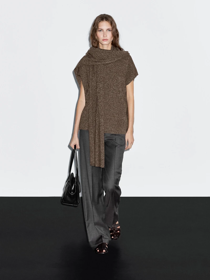 100% wool waistcoat with scarf detail