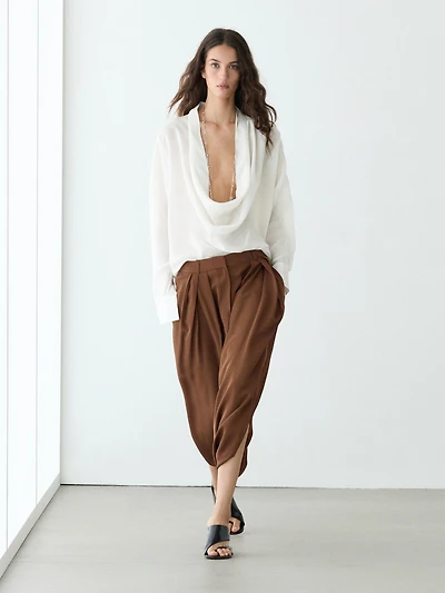 Jupe-culotte fluide plissée