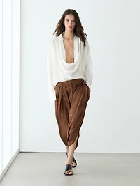 Jupe-culotte fluide plissée