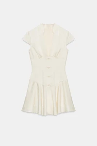 JACQUARD SATIN MINI DRESS WITH BUTTONS