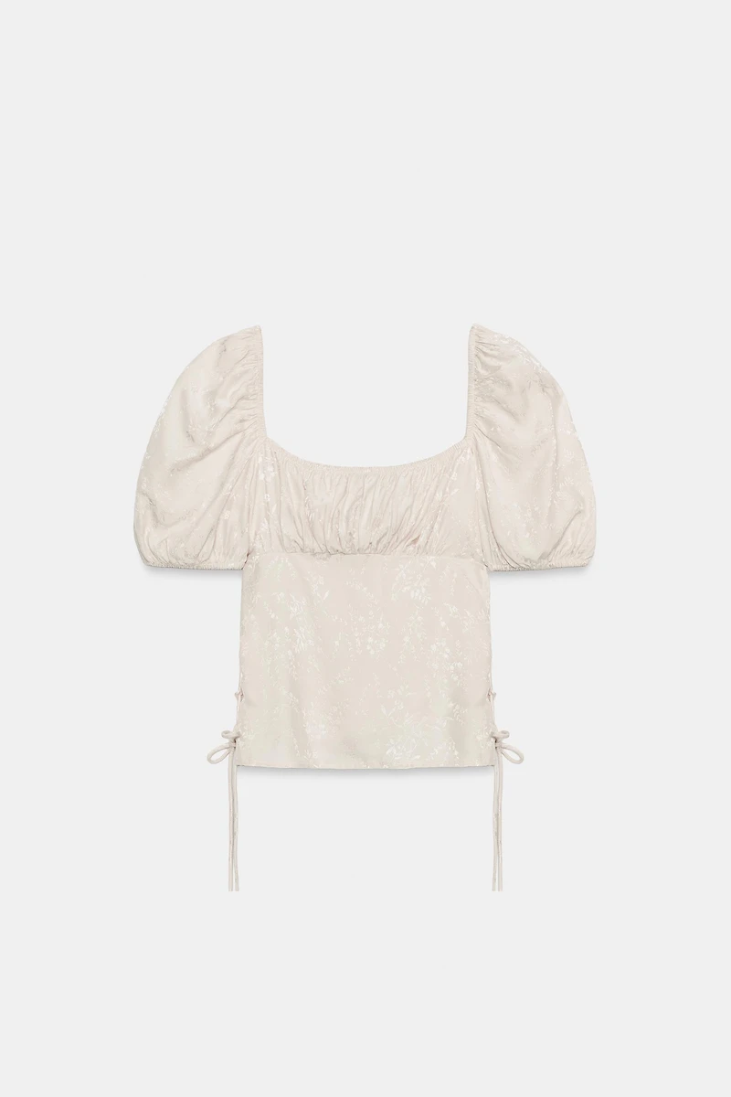 LACE-UP JACQUARD TOP