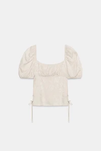 LACE-UP JACQUARD TOP