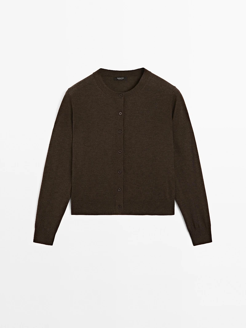 Cardigan laine à col rond