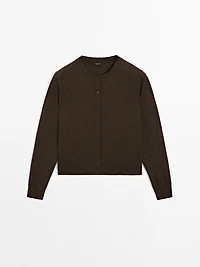 Cardigan laine à col rond