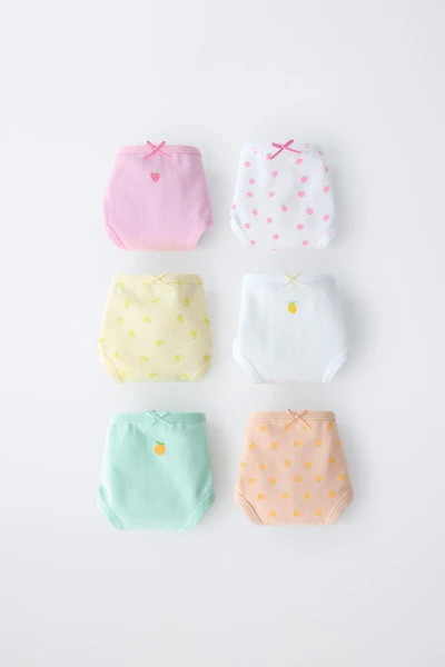 1 1/2-6 YEARS/ SIX-PACK OF FRUIT UNDERWEAR