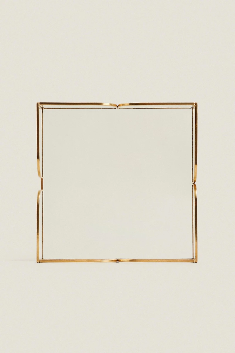 GLASS NAPKIN HOLDER WITH METAL TRIM