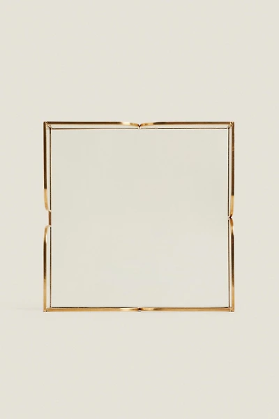 GLASS NAPKIN HOLDER WITH METAL TRIM