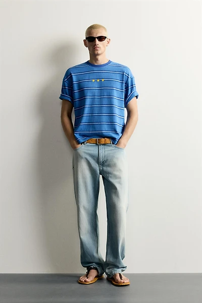STRIPED JACQUARD EMBROIDERED T-SHIRT