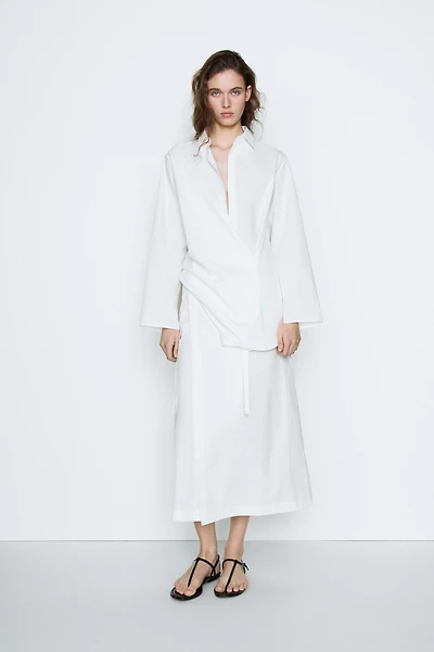 100% cotton shirt with gathered detail - STUDIO