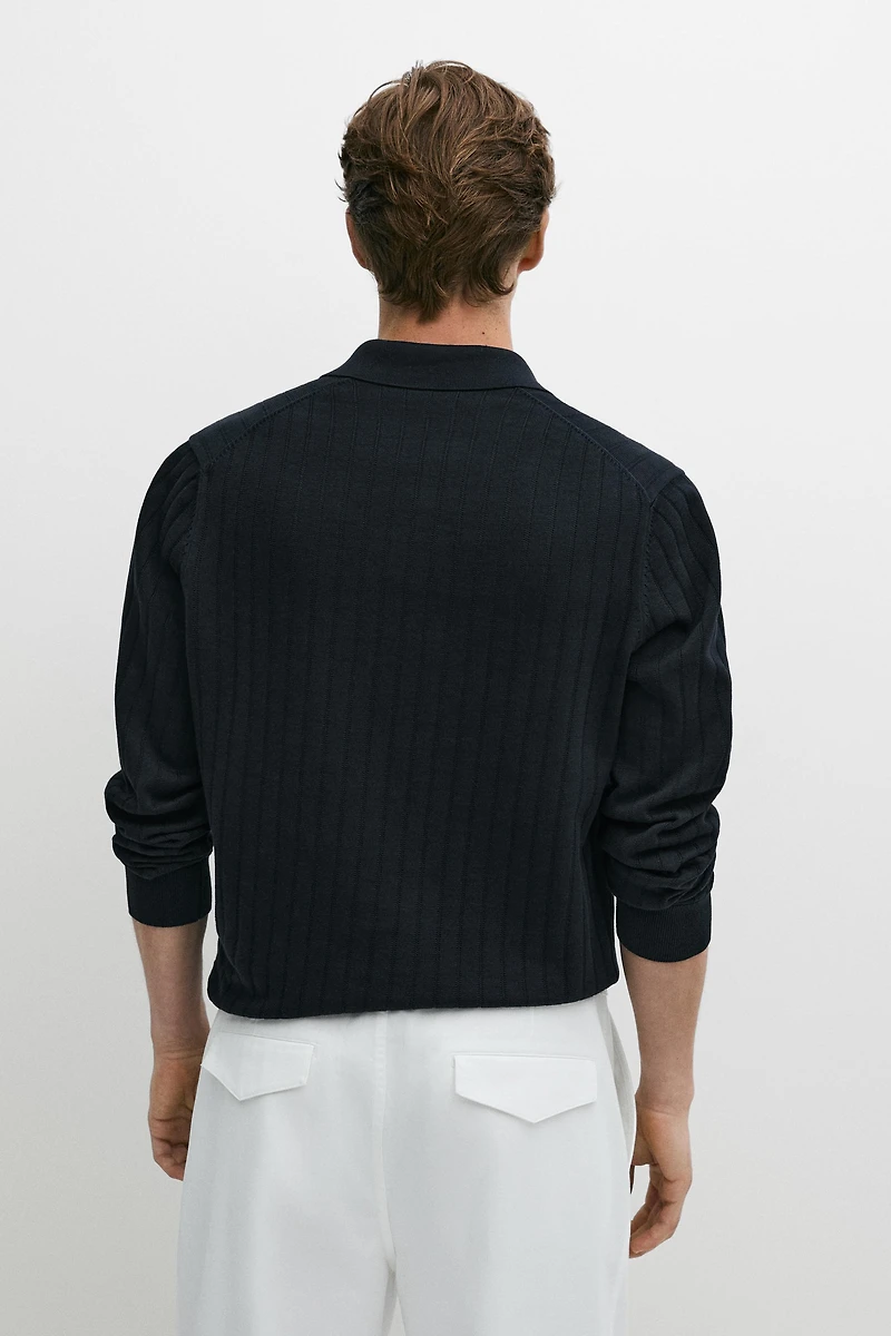 Pull en maille 100 % coton col polo
