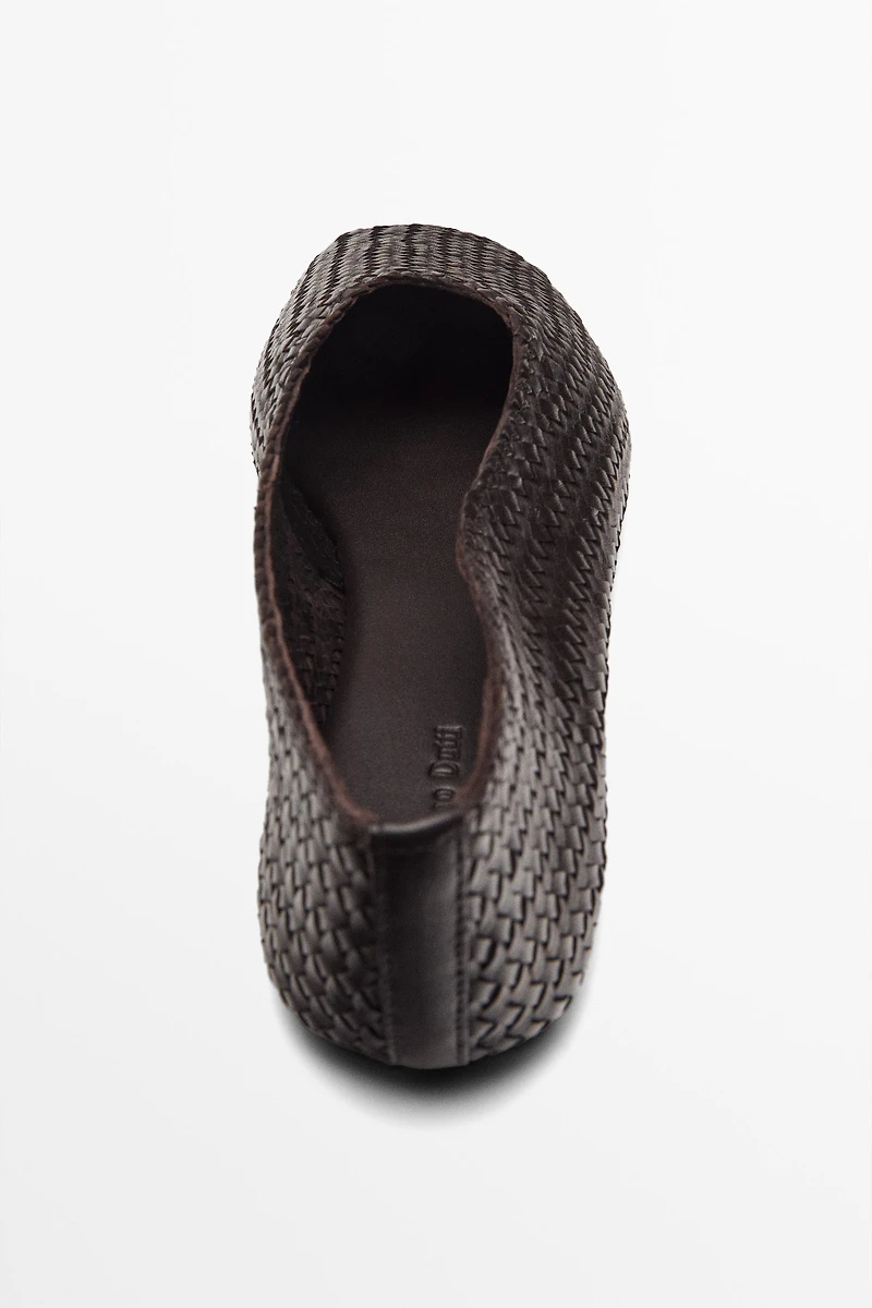 Braided leather ballet flats