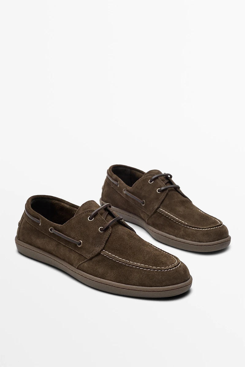 Soft leather boat shoe