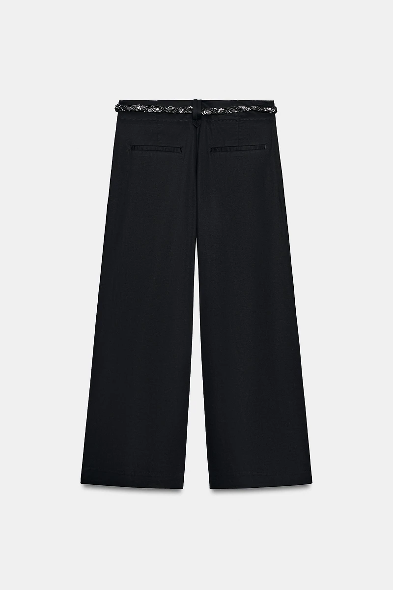 POPLIN PANTS WITH SCARF BELT