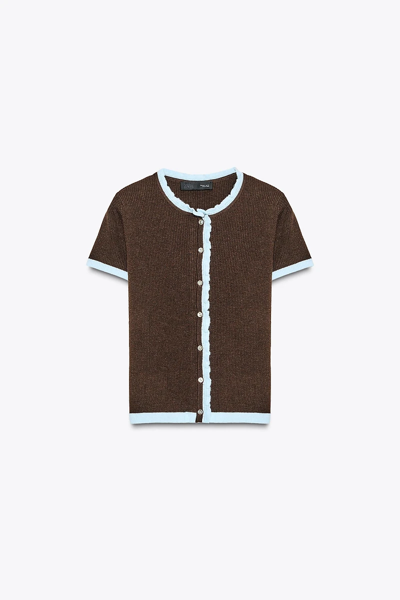 VESTE COMBINÉE EN MAILLE À MANCHES COURTES