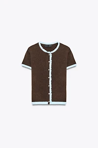 VESTE COMBINÉE EN MAILLE À MANCHES COURTES