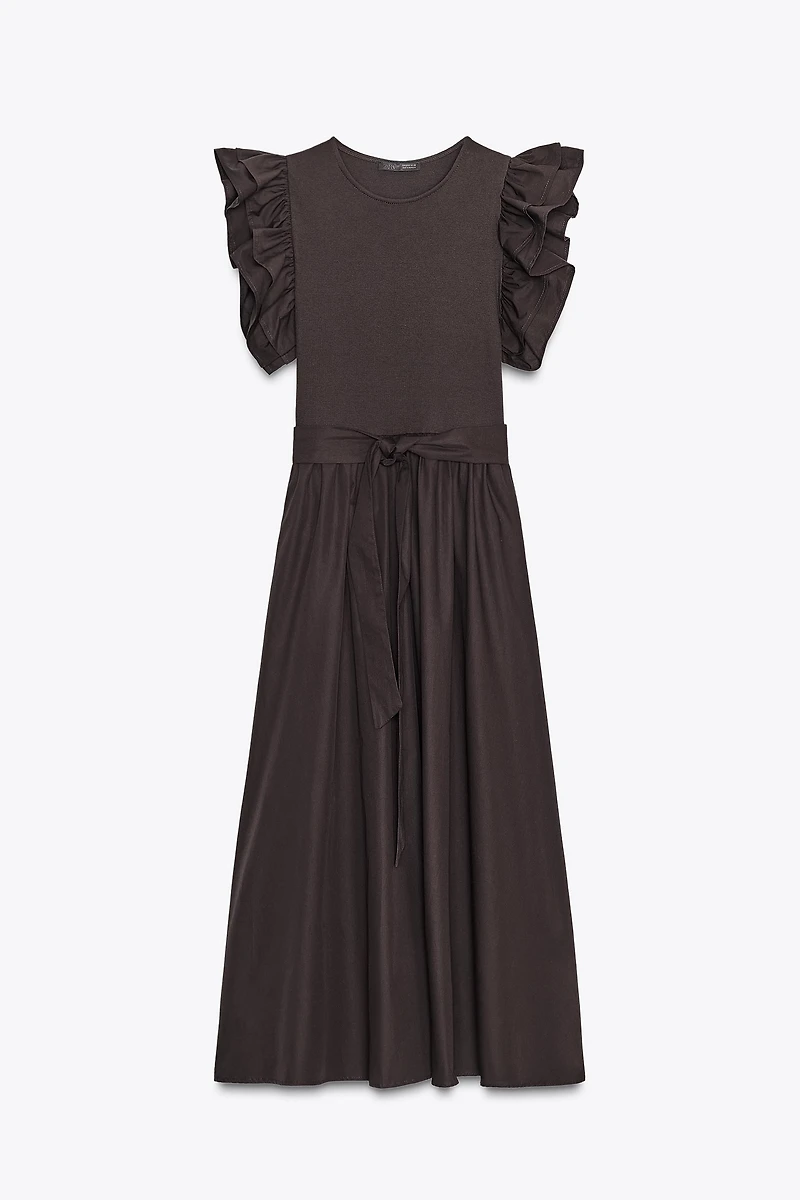 RUFFLED COMBINATION DRESS
