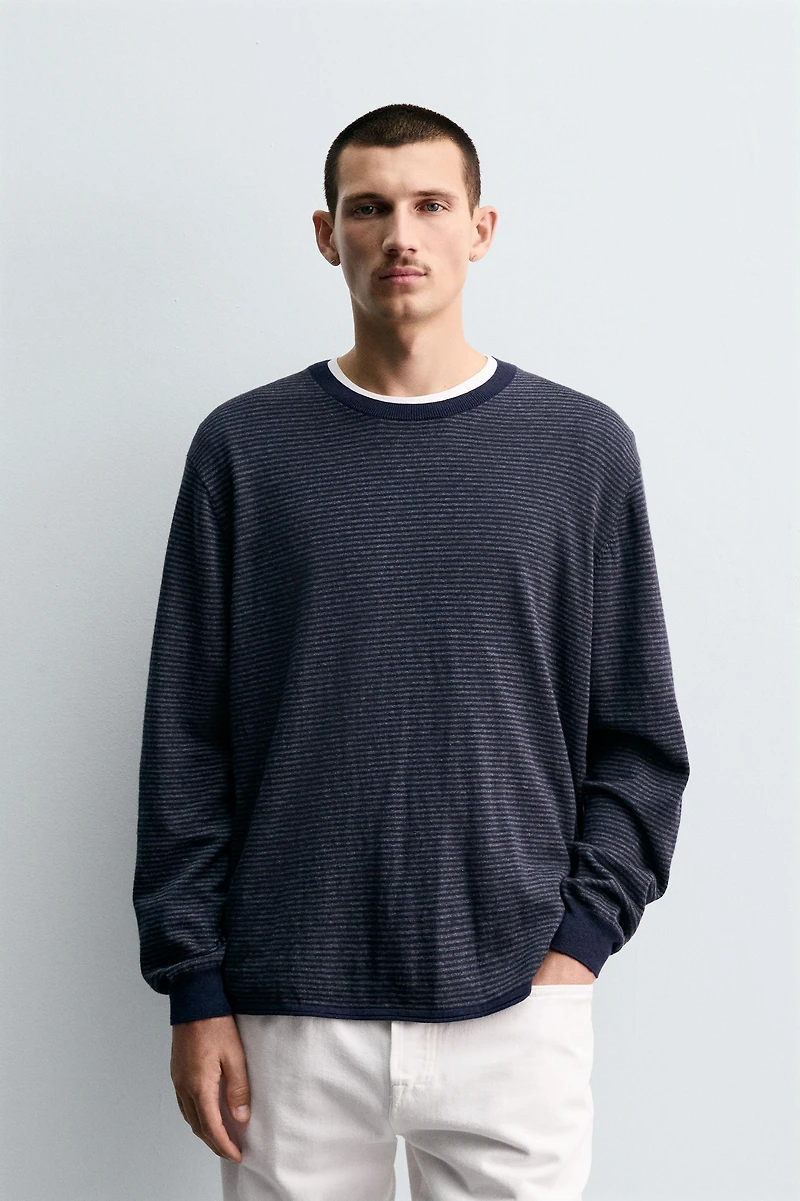 PULL RAYÉ EN COTON ET CACHEMIRE
