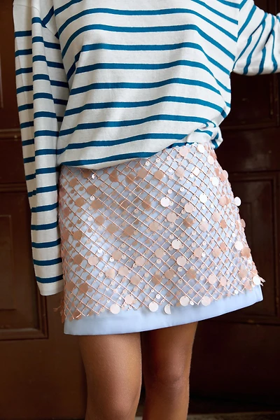 STRIPED COTTON AND LINEN T-SHIRT