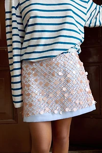 STRIPED COTTON AND LINEN T-SHIRT