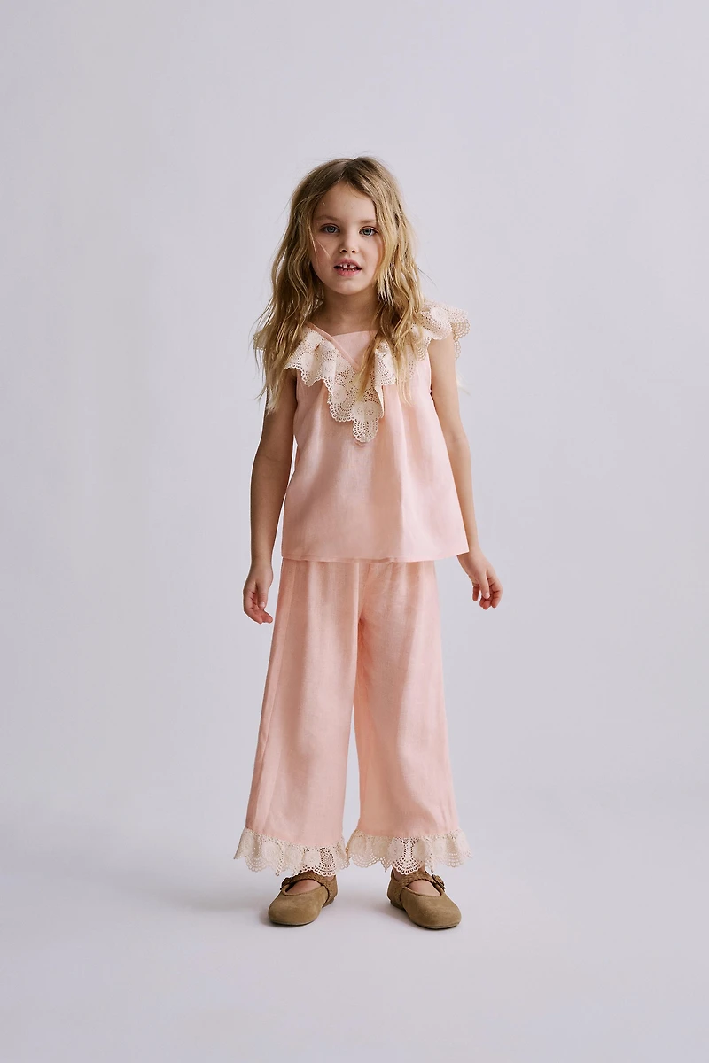 BLOUSE DENTELLE 100% LIN