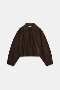 ZIPPERED SOFT BOMBER JACKET