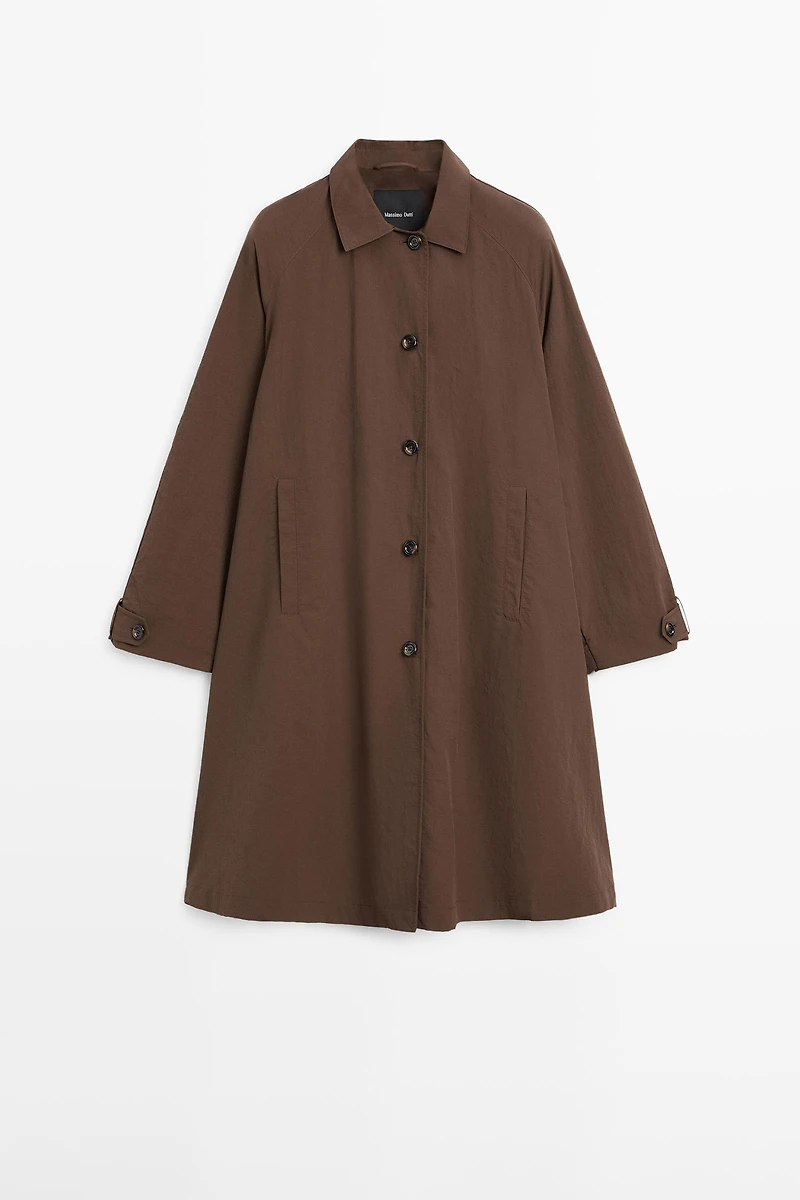 Oversize cape trench with neck detail