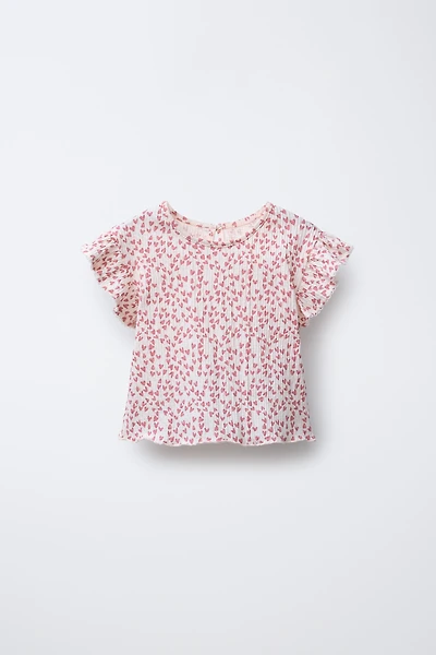 T-SHIRT TEXTURÉ À VOLANTS ET CŒURS
