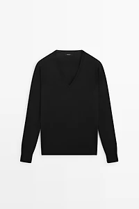 V-neck knit sweater