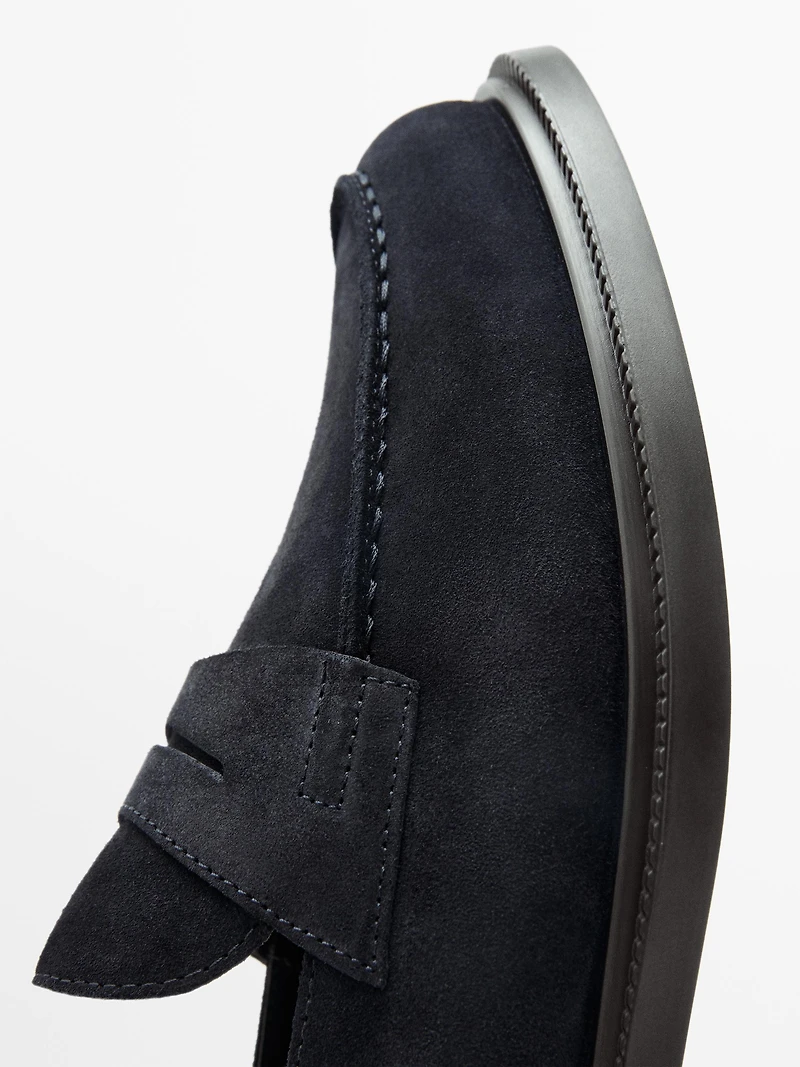 Split leather penny loafers