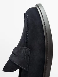 Split leather penny loafers