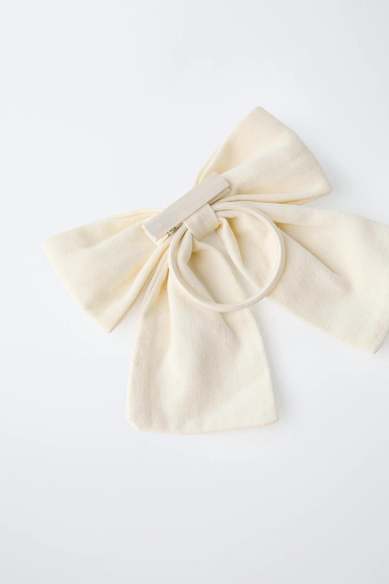 BOW HAIR TIE AND BARRETTE SET