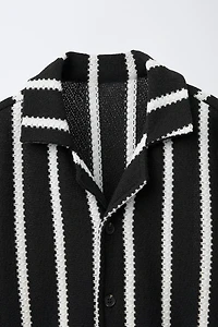 STRIPED TEXTURED BOWLING SHIRT