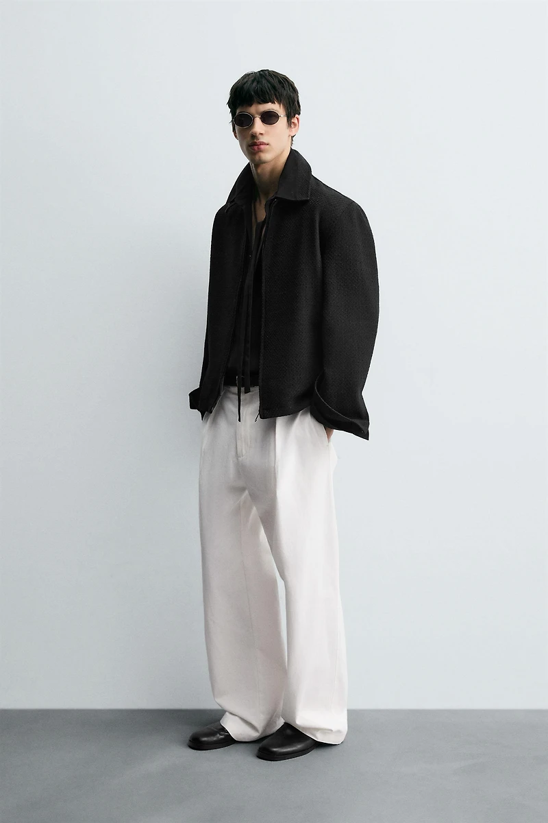 TEXTURED ZIP-UP OVERSHIRT