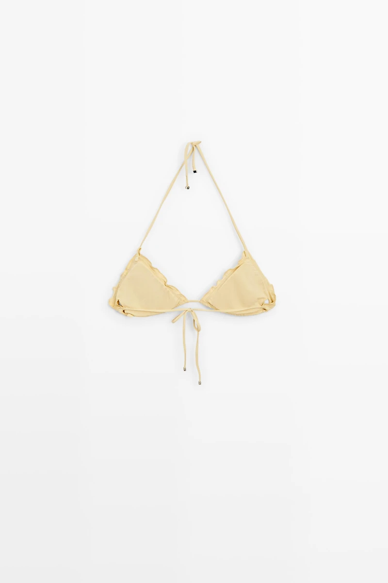 Ruffled triangle bikini top