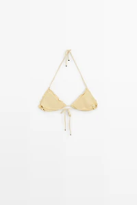 Ruffled triangle bikini top