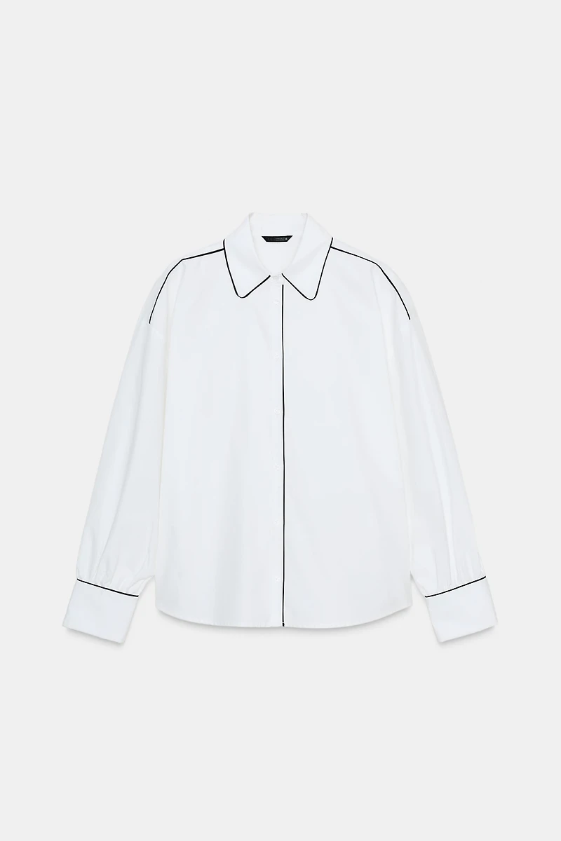 CONTRAST TRIM POPLIN SHIRT