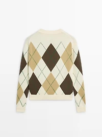 100% cotton knit sweater with Argyle detail