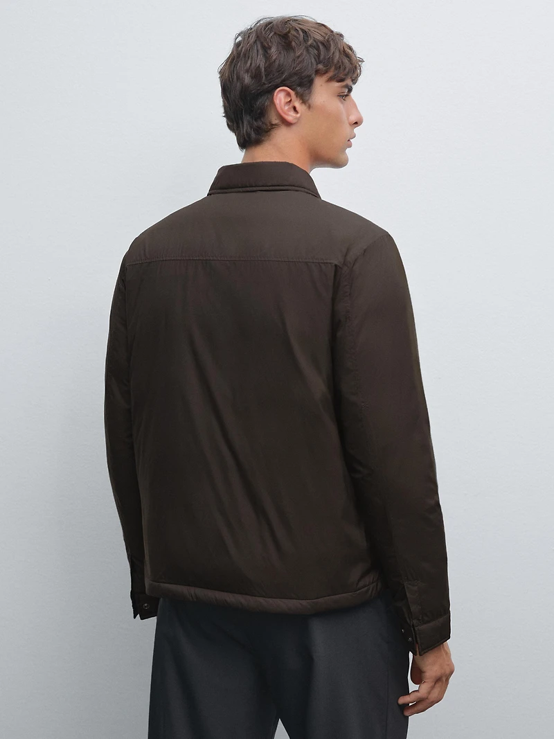 Water-repellent ultra lightweight down blend jacket