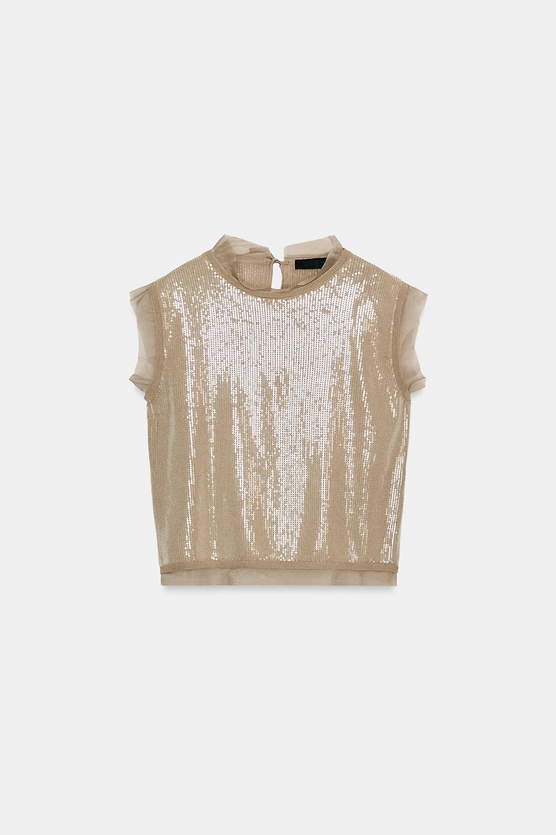 COMBINED SEQUIN KNIT TOP