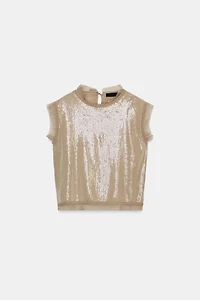 COMBINED SEQUIN KNIT TOP