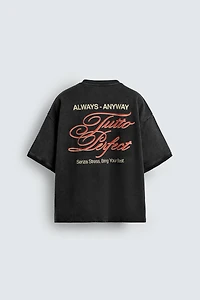 WASHED PRINTED TEXT SWEATSHIRT