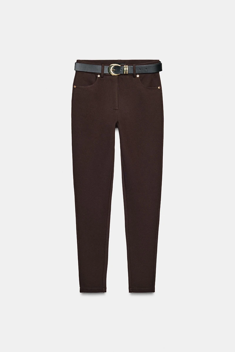 MID-RISE BELTED JEGGINGS